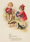 Enfants et animaux pour un anniversaire joyeux
